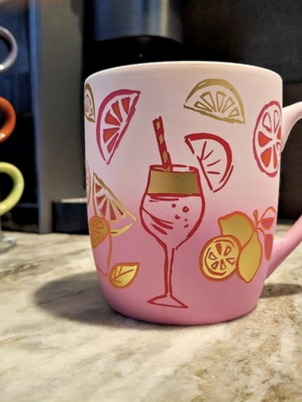 Sheffield Home Madison Home Summer Drinks Mug Pink Cocktail Citrus Print Mug